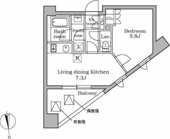 レジディア三軒茶屋の物件間取画像